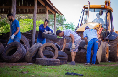 Vigilância em Saúde de Jardim encaminha 15 toneladas de pneus para reciclagem